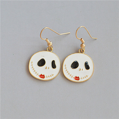 Pendientes de sombrero con forma de calavera, calabaza, gato y fantasma de Halloween para mujer