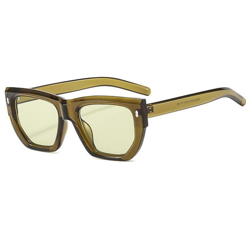 Gafas de sol con montura cuadrada sencilla y diseño de uñas de arroz para mujer