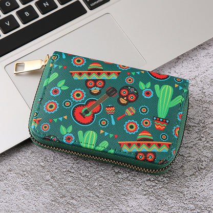 Halloween Women Cartoon Multicolor Skull Zipper Wallet
