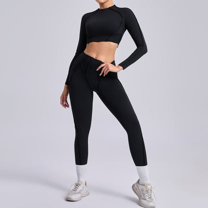 Ensemble haut court et leggings plissés pour le yoga et le sport