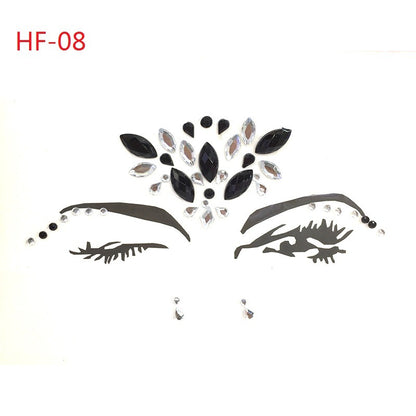 Autocollant décoratif en résine et strass pour visage de carnaval d'Halloween