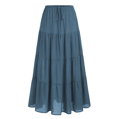 Women Fashion Solid Color Printed High Waist Skirt