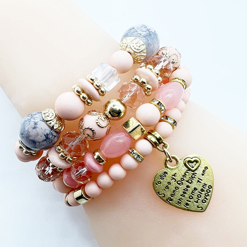Women Retro Bohemian Heart Pendant Bracelet
