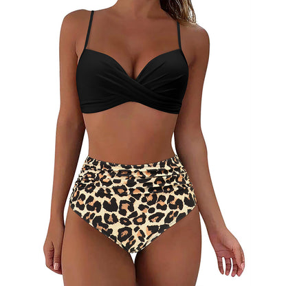 Women Fashion Sexy Printed High Waist Bikini Shorts Swimsuit
