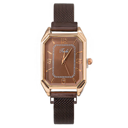 Women Fashion Solid Color Square Watch Stainless Steel Clasp