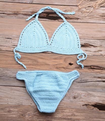 Conjunto de bikini de punto sexy para mujer para vacaciones de verano en la playa