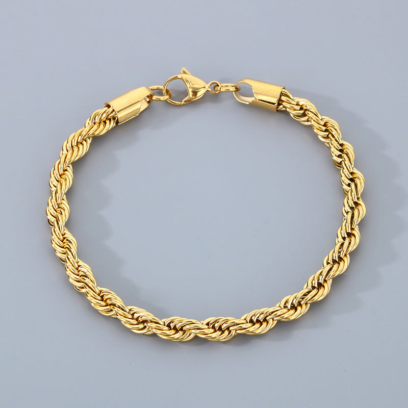 Men Fashion Titanium Steel Twist Chain Bracelet
