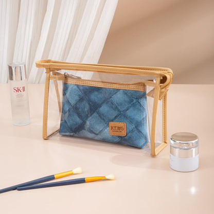 Bolsa de maquillaje y cosméticos con estampado de mezclilla
