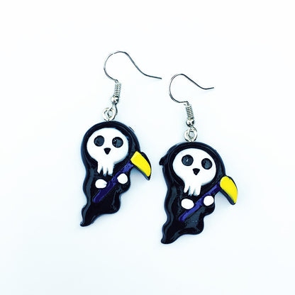 Pendientes colgantes de Halloween para mujer, divertidos, con esqueleto, fantasma, calabaza, gato y búho
