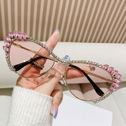 Gafas de sol de moda con diamantes de imitación de metal