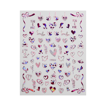 Autocollants pour ongles Love Laser Red pour la Saint-Valentin
