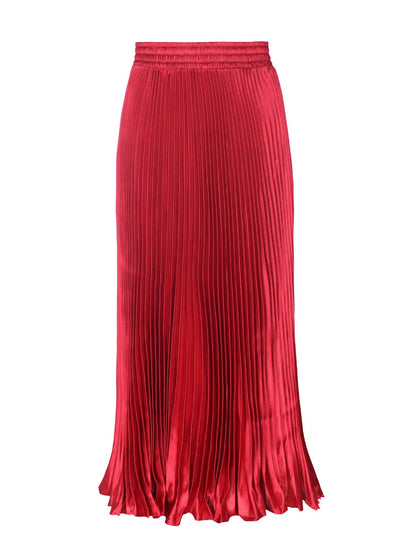 Women Fashion Solid Color Pleated Skirt in Cotton Silk