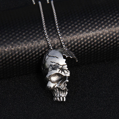 Collar unisex de Halloween con cruz de pez, calavera y mano de diablo