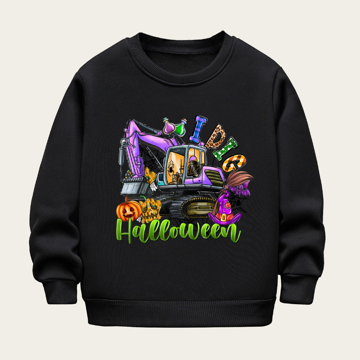 Kids Toddler Boys Girls Casual Halloween Print Fleece Sweatshirts
