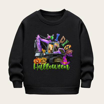 Kids Toddler Boys Girls Casual Halloween Print Fleece Sweatshirts