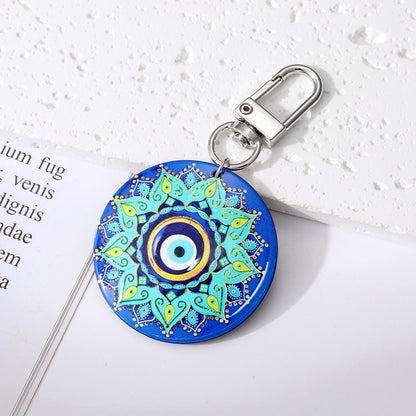 Women Retro Bohemian Round Devil Eye Keychain Set