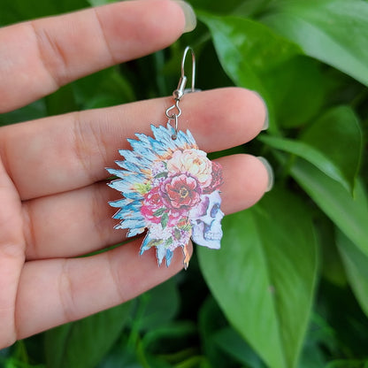 Women Halloween Scary Acrylic Flower Dangle Earrings