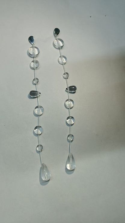 Simple Waterdrop Transparent Beads Tassel Necklace