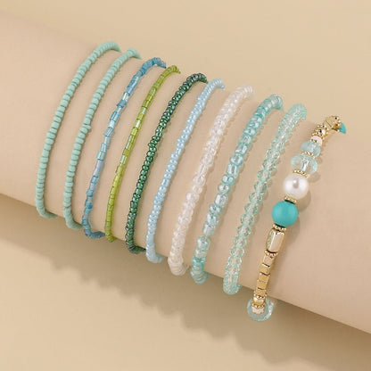 Conjunto de pulseras de perlas de cristal natural de estilo bohemio