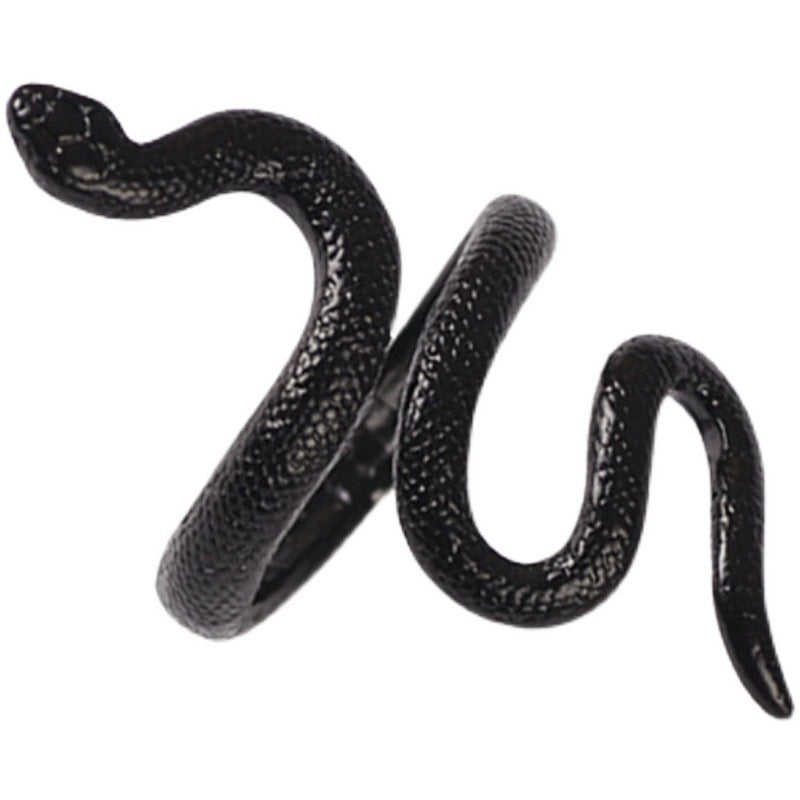 Anillo de serpiente de Halloween chapado en plata antigua exagerado para hombre