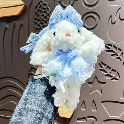 Cute Plush Long Ear Rabbit Keychain with Dress Variations