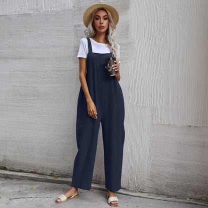 Cozy Cotton Linen Women's Sleeveless Jumpsuit