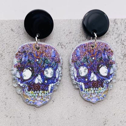 Halloween Women Fashion Acrylic Horror Skull Earrings
