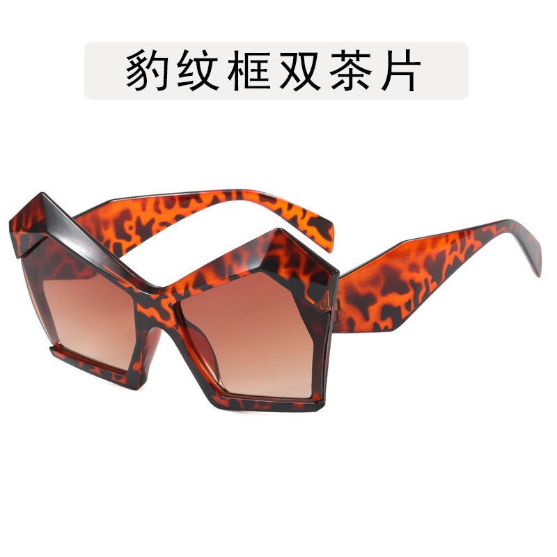 Gafas de sol con diseño de gato, estilo retro, con montura grande y polígono de moda