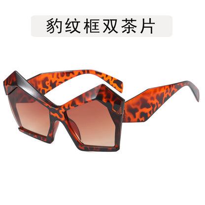 Gafas de sol con diseño de gato, estilo retro, con montura grande y polígono de moda
