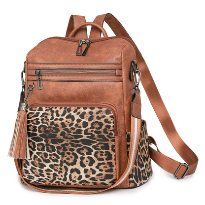 Winter Vintage Fashion Women Leopard Backpack