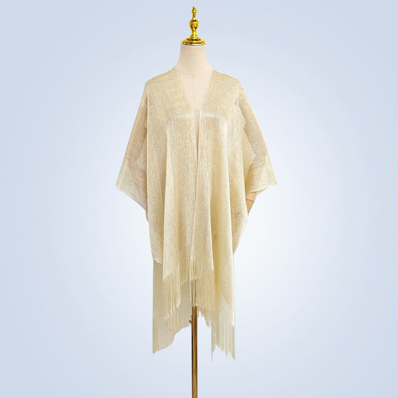Summer Women's Fashion Solid Color Tassel Cardigan