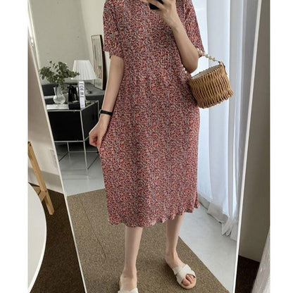 Women Casual Floral Printed Short Sleeve Dress
