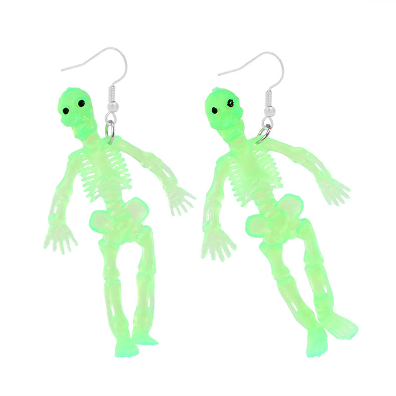 Halloween Women Fashion Exaggerated Resin Skeleton Earrings