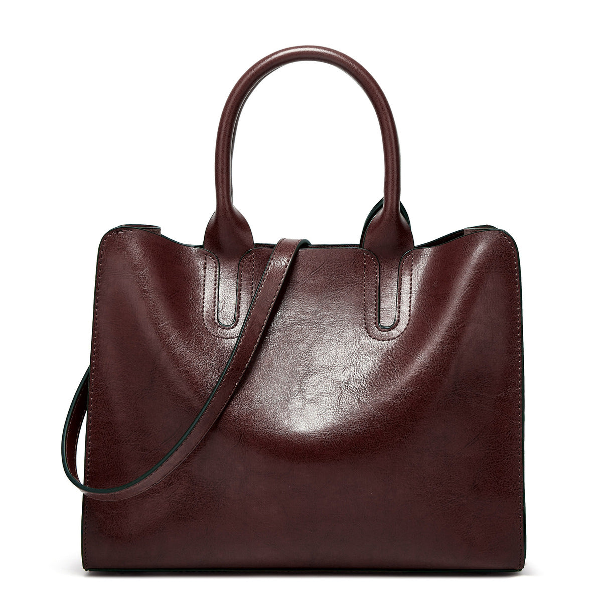 Women Simple Portable Square Leather Handbag