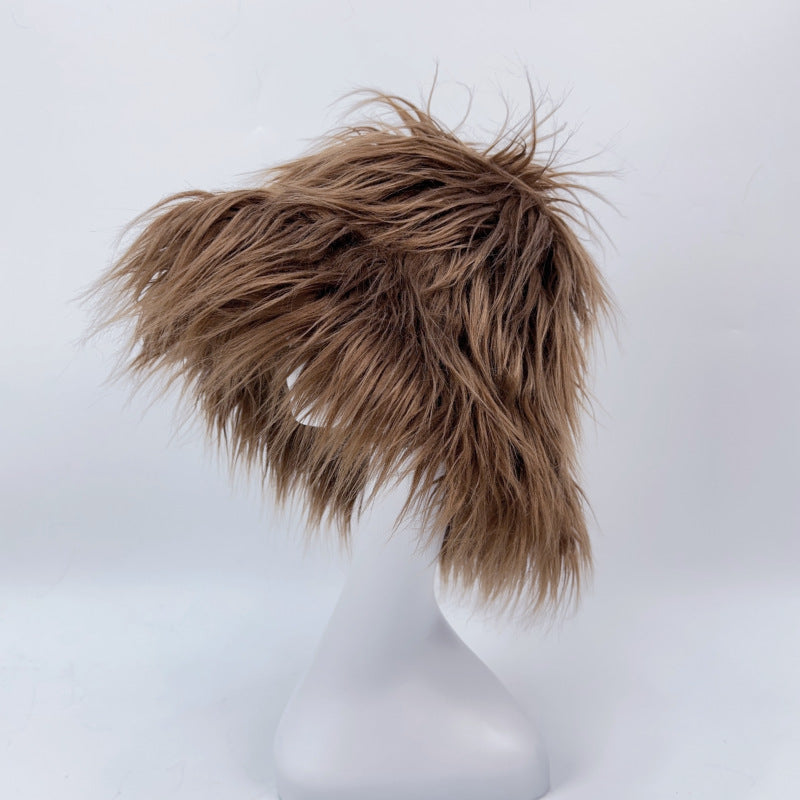 Chapeau de paille en fausse fourrure pour femme, couleurs unies