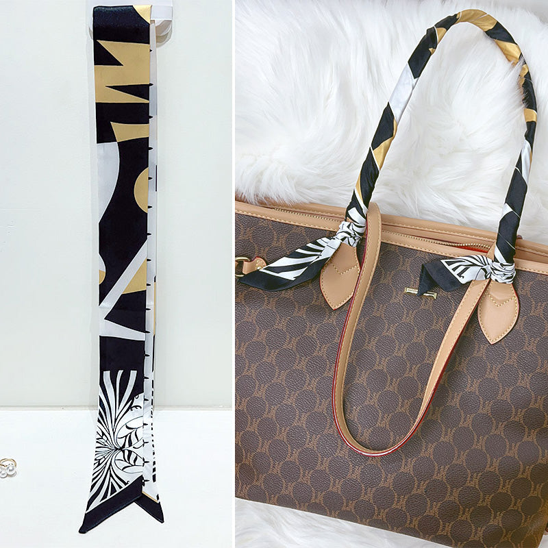 Bufanda con asa para bolso con lazo estampado de moda
