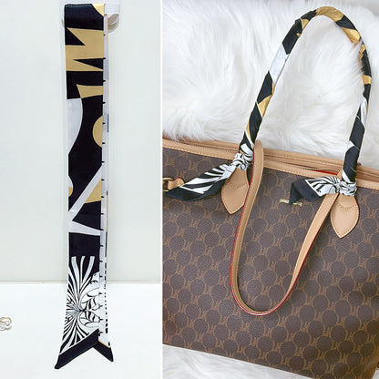 Bufanda con asa para bolso con lazo estampado de moda