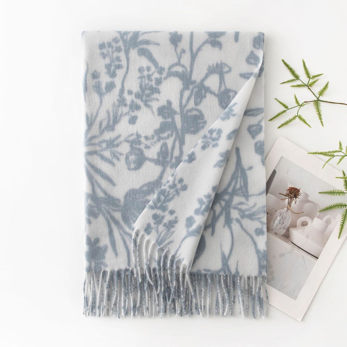 Women Fashion Casual Printed Warm Thickened Imitation Cashmere Scarf