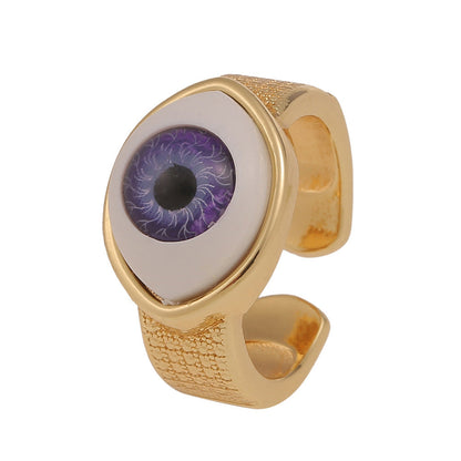 Anillos creativos de moda con diseño de ojo malvado bañados en cobre para mujer