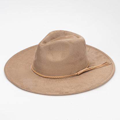 Fashion Casual Solid Color Big Side Suede Flat Hat