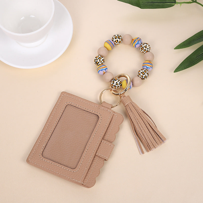 Fashion Printed Silicone Bead Tassels Bracelet Wallet