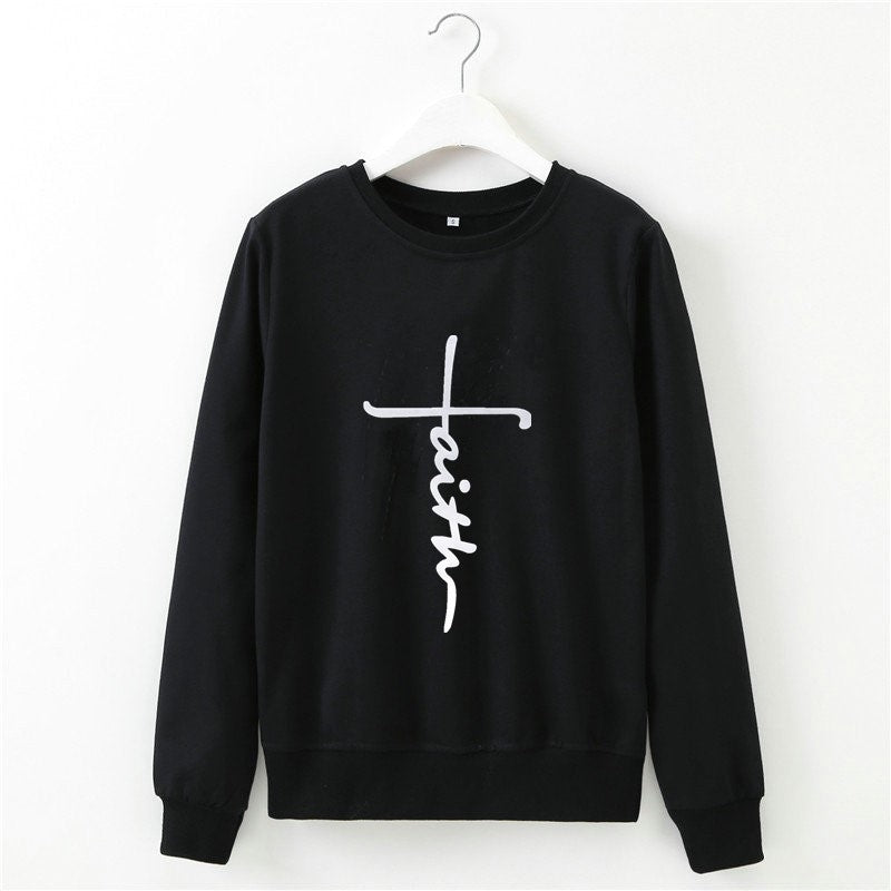 Women Fashion Casual Letter Printed Round Neck Sweatshirt