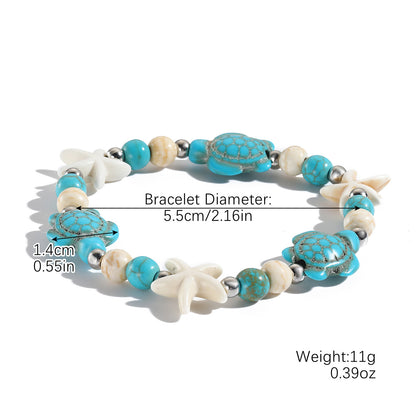Women Fashion Boho Woven Knot Natural Shell Bracelet