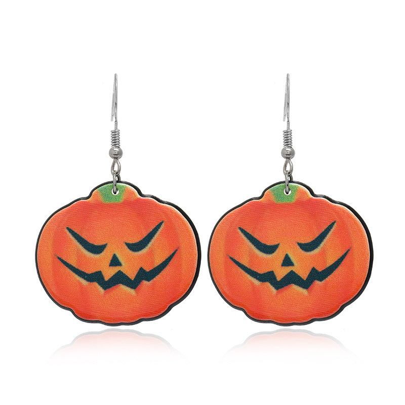 Pendientes de calavera de calabaza con diseño de Halloween para mujer