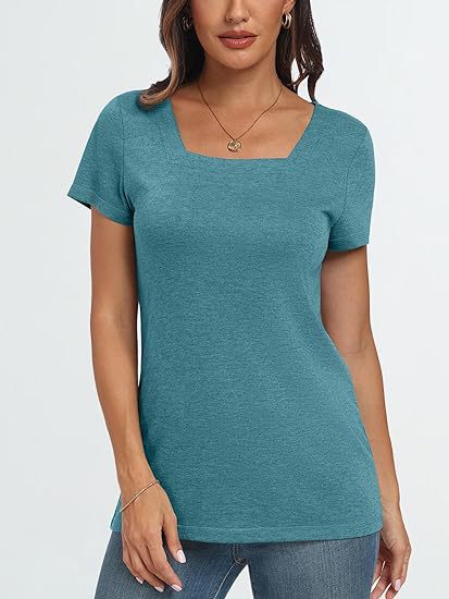 Camiseta informal de verano para mujer, con cuello cuadrado, color liso y sin mangas