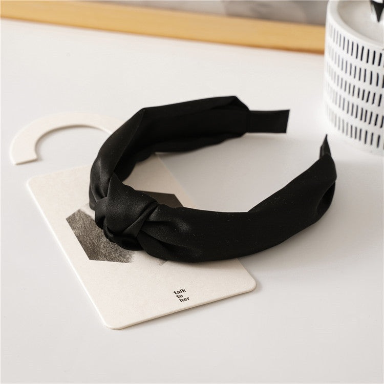 Bandeau à cheveux rétro en satin pour femme, accessoire de coiffure de couleur unie pour un look élégant