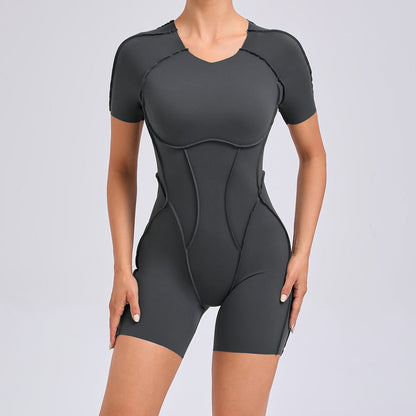 Women Fashion Solid Color Backless Yoga Rompers