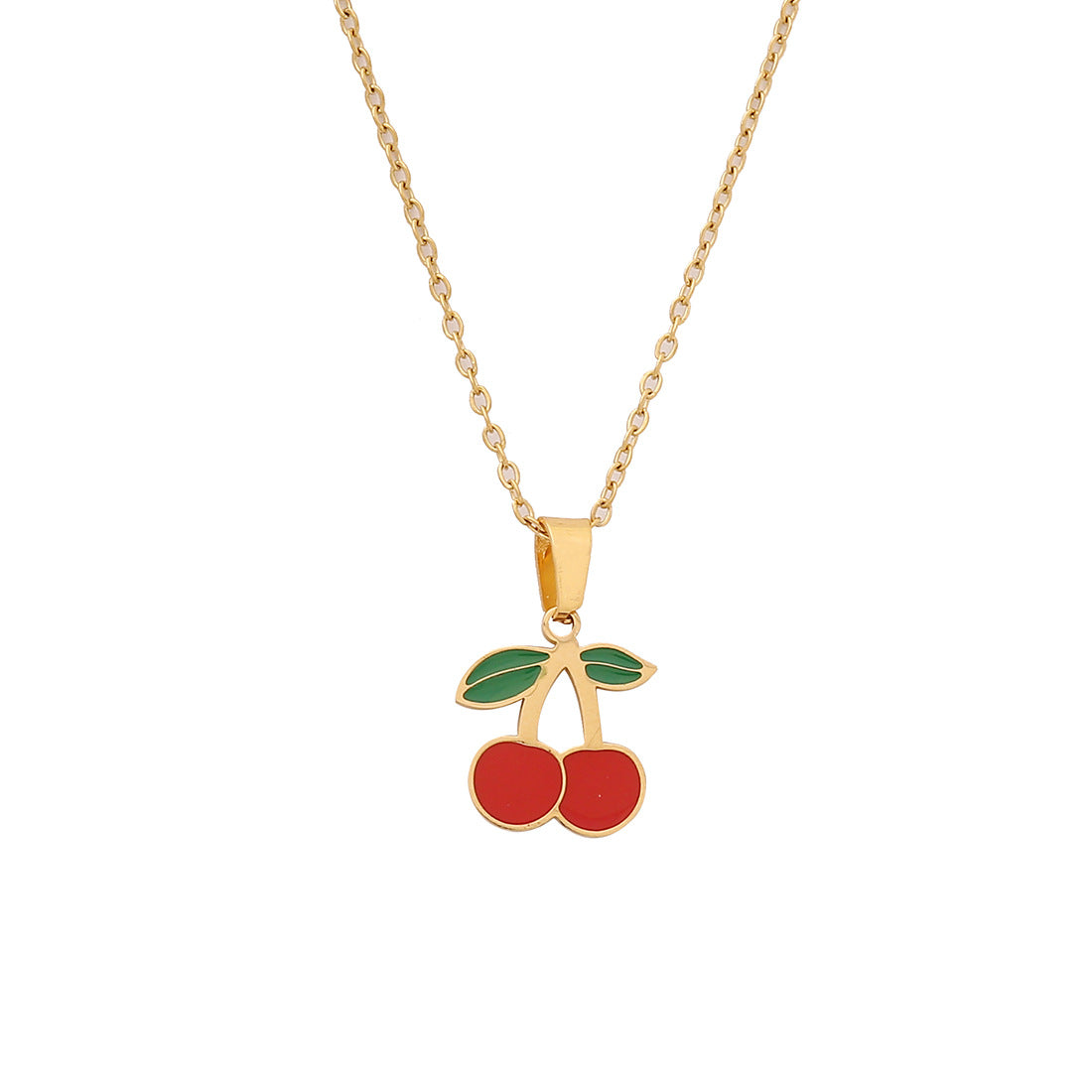 Collar con colgante de fruta de acero inoxidable para mujer, estilo encantador