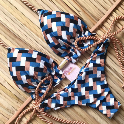 Maillot de bain bikini dos nu imprimé sexy pour femme