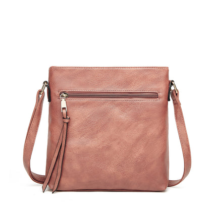 Women Autumn Retro Tassel Double Zipper Bucket Bag
